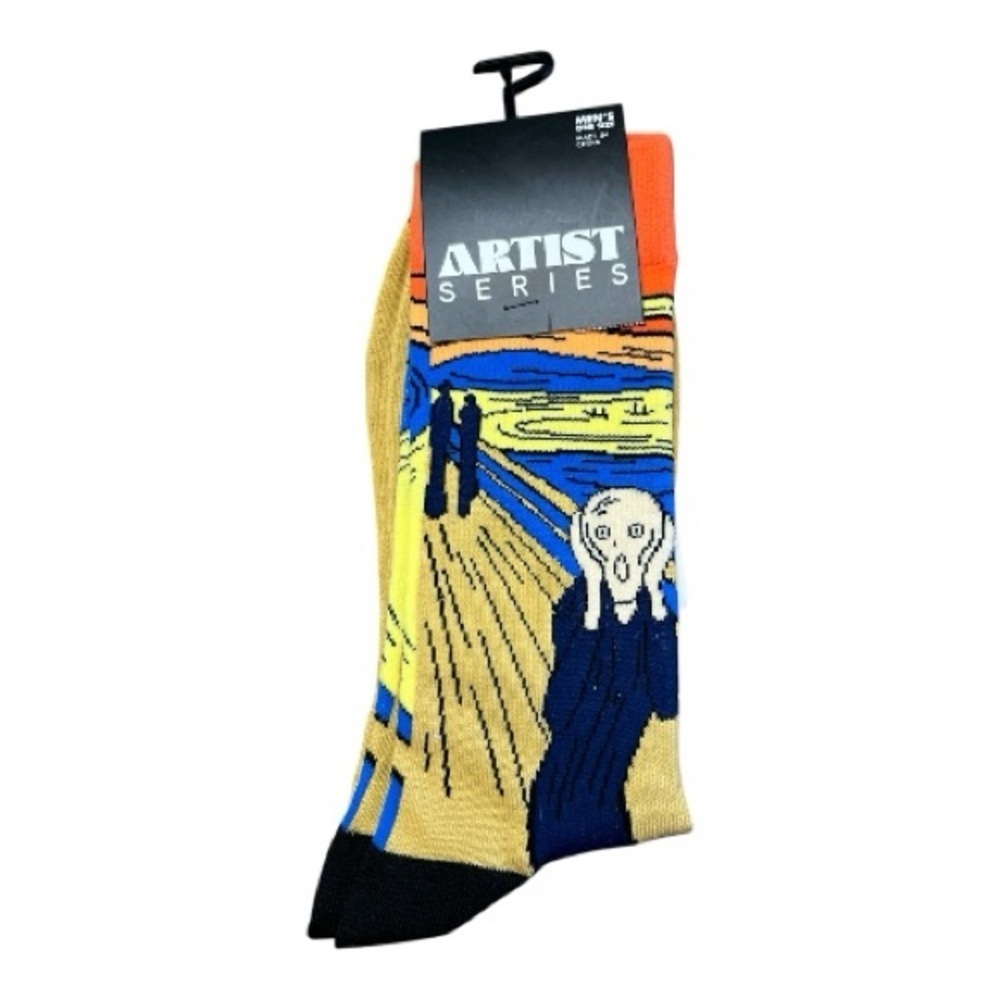 🆕Artist Series - The Scream Men’s Socks (one size) - Black, Orange, Yellow